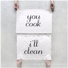 white color word pattern cotton kitchen tea towel HT-068